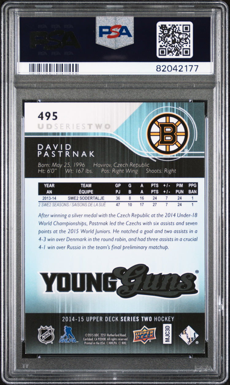 2014-15 Upper Deck Series Two Hockey David Pastrnak Young Guns PSA 8 #495 