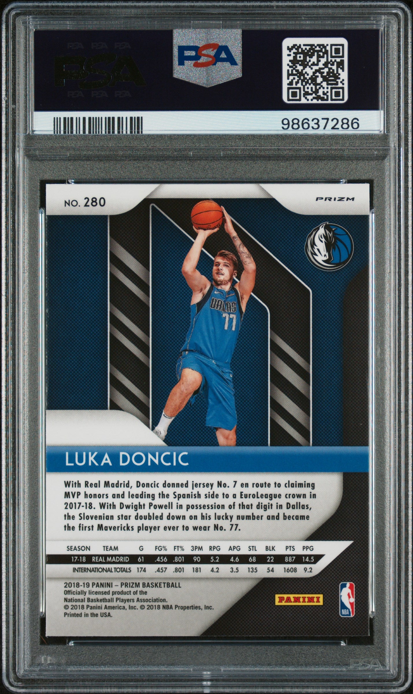 2018 Panini Prizm Basketball Luka Doncic RC Rookie Green Prizm PSA 9