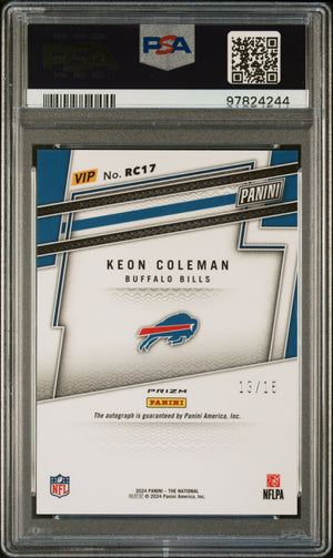 2024 Panini The National VIP Gold Keon Coleman Rookie Auto Hyper Prizm PSA 9 /15 