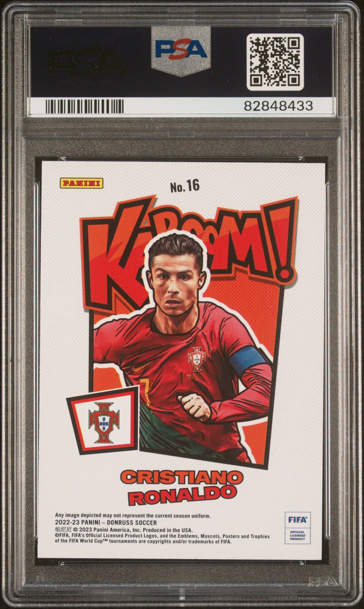 2022 Panini Donruss FIFA Kaboom! Cristiano Ronaldo #16 PSA Authentic 