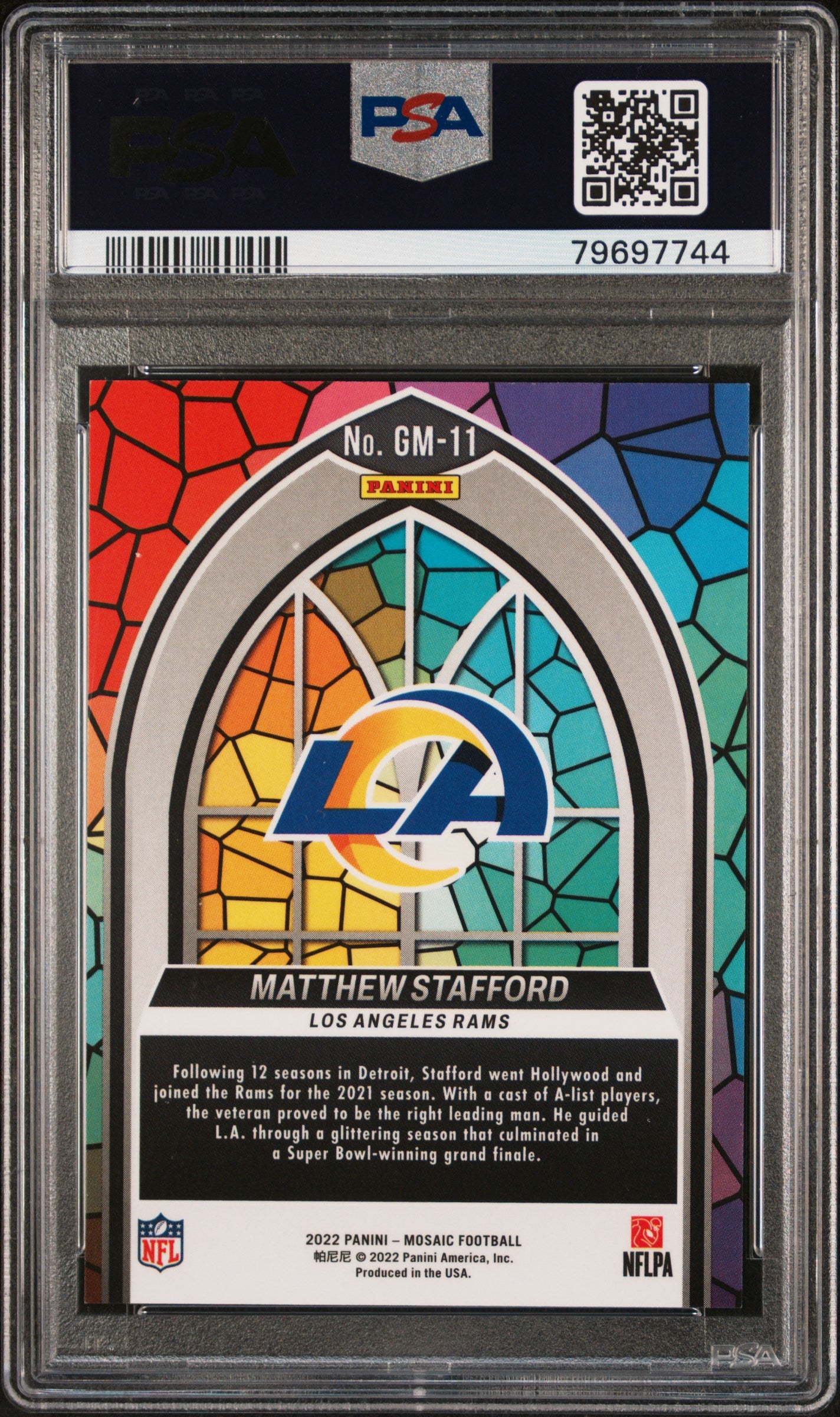 2022 Panini Mosaic Stained Glass Mosaic Matthew Stafford PSA 10