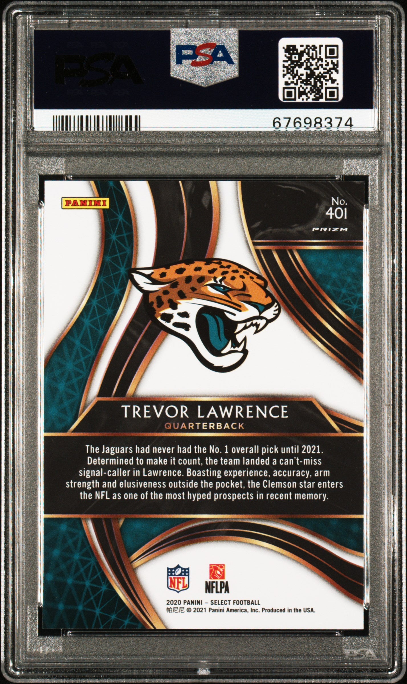 2020 Panini Select 2021 XRC Prizm Redemption Trevor Lawrence #401 PSA 10 