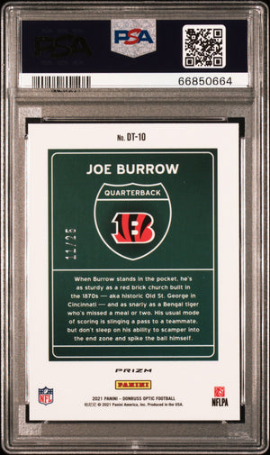 2021 Panini Donruss Optic Downtown Joe Burrow Black Pandora PSA 9 11/25 #DT-10 