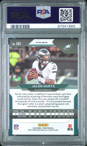 2020 Panini Prizm Football Jalen Hurts RC Hyper Prizm PSA 9 149/175 #343 