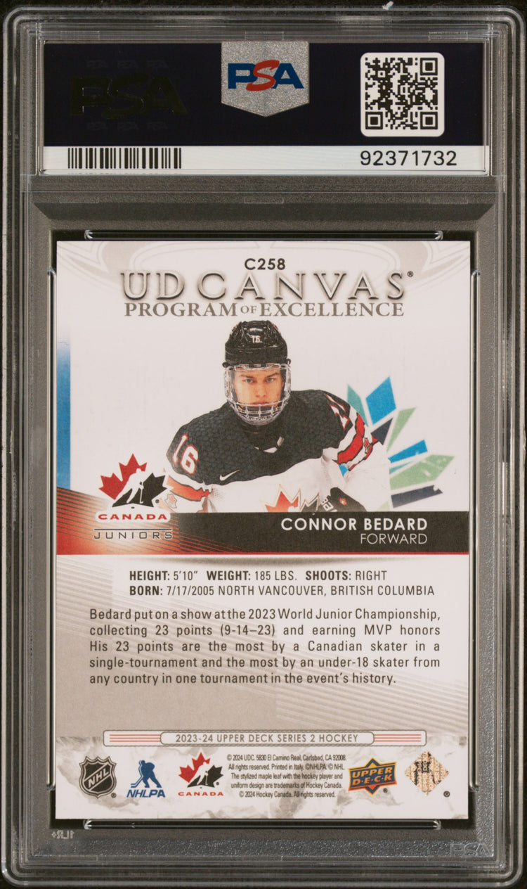 2023 UD Series 2 Hockey UD Canvas Program Of Excellence Connor Bedard PSA 10 