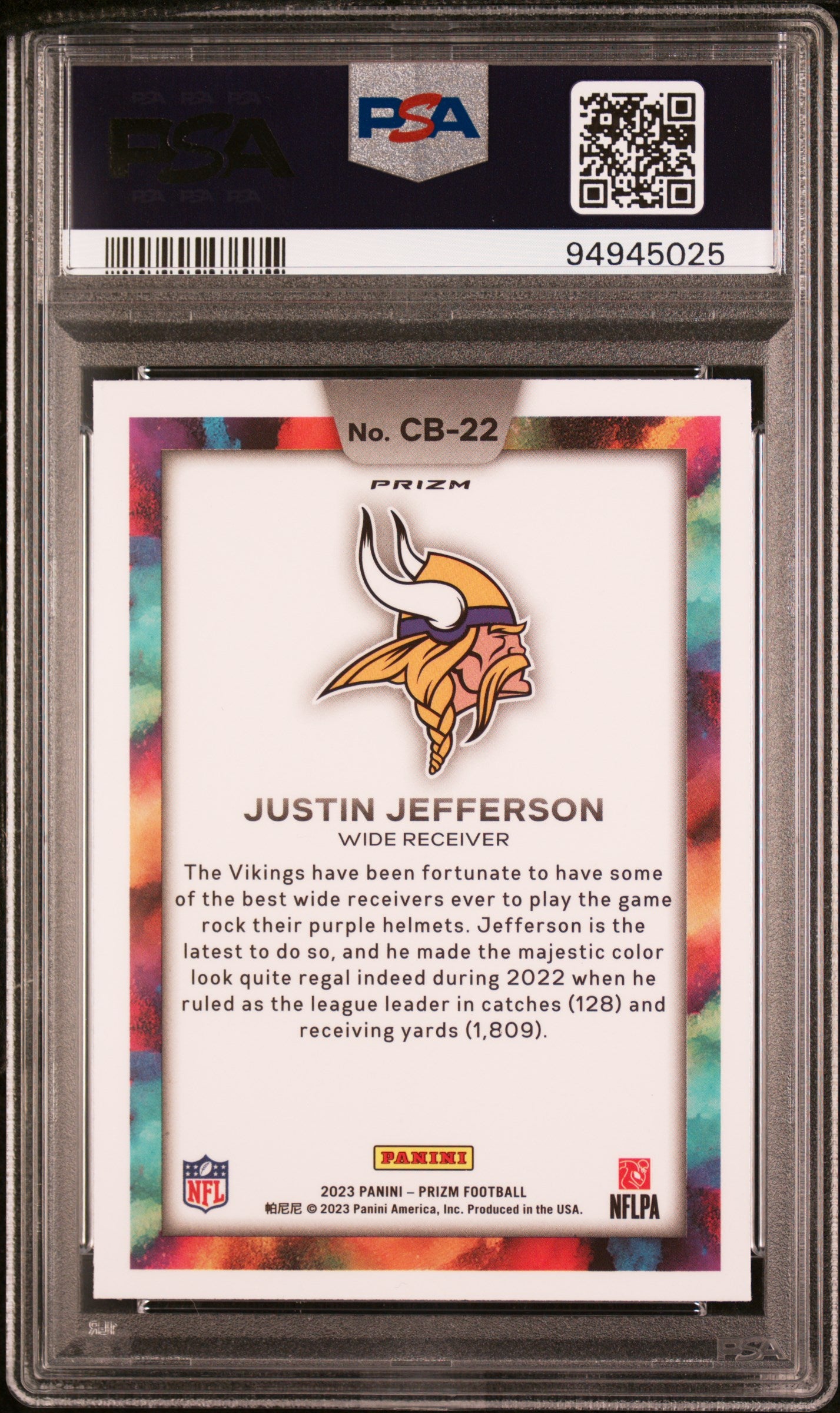 2023 Panini Prizm Color Blast Justin Jefferson PSA 10 #CB-22 