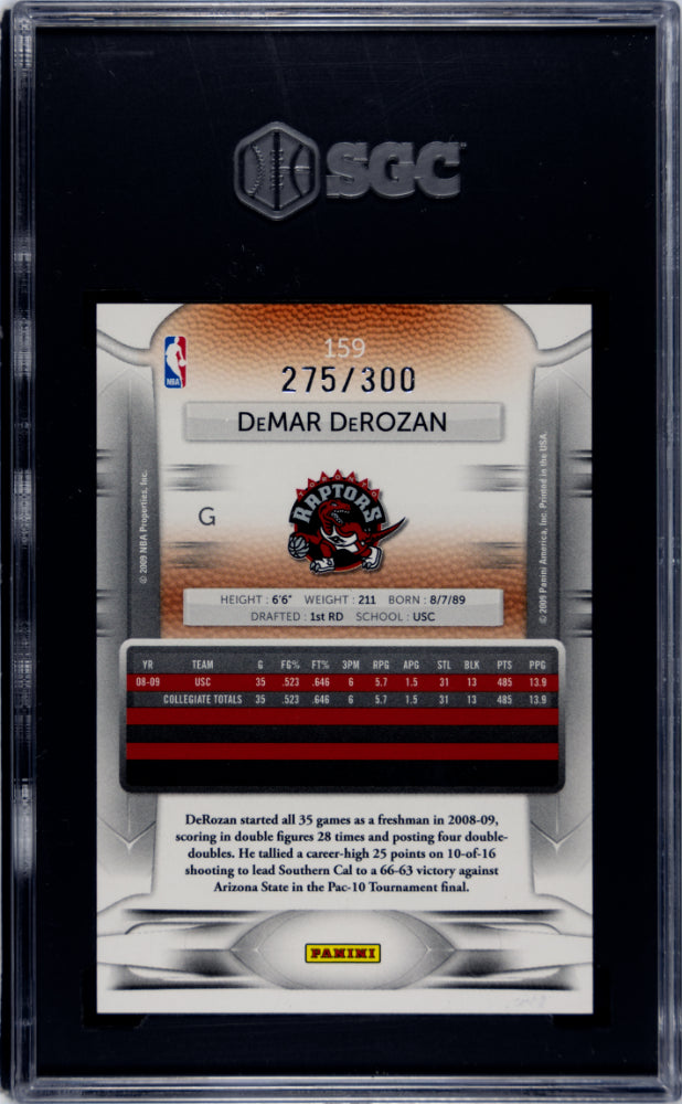 2009-10 Panini Prestige DeMar DeRozan Bonus Shots Orange 275/300 SGC 10 