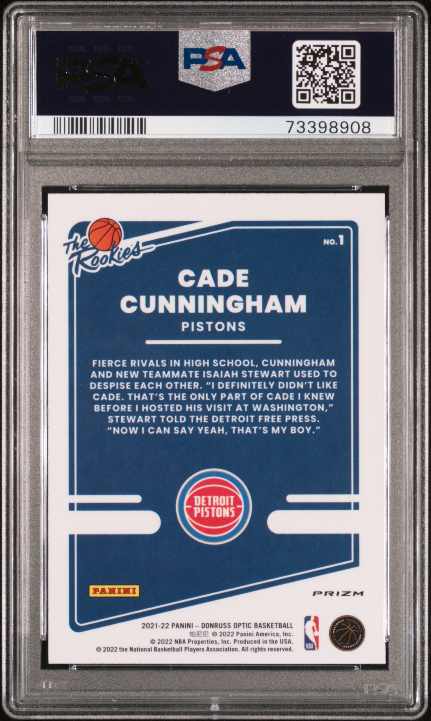 2021 Panini Donruss Optic The Rookies Cade Cunningham Fast Break Holo PSA 9 