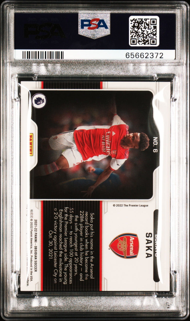 2021 Panini Obsidian Black Color Blast Bukayo Saka #6 PSA 9 