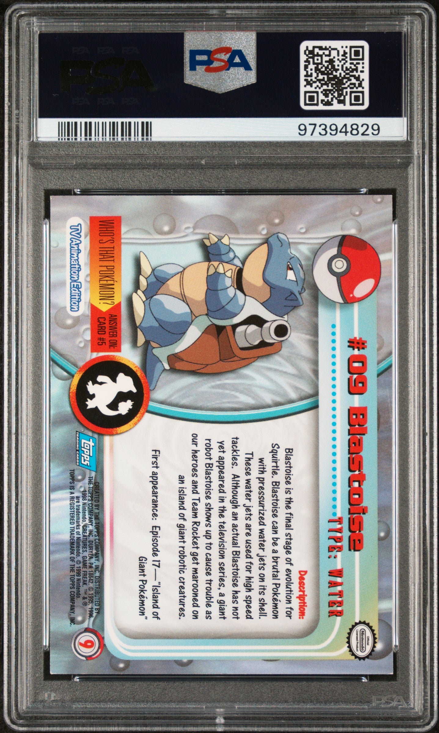 2000 Topps Chrome Pokémon TV Blastoise #9 PSA 7