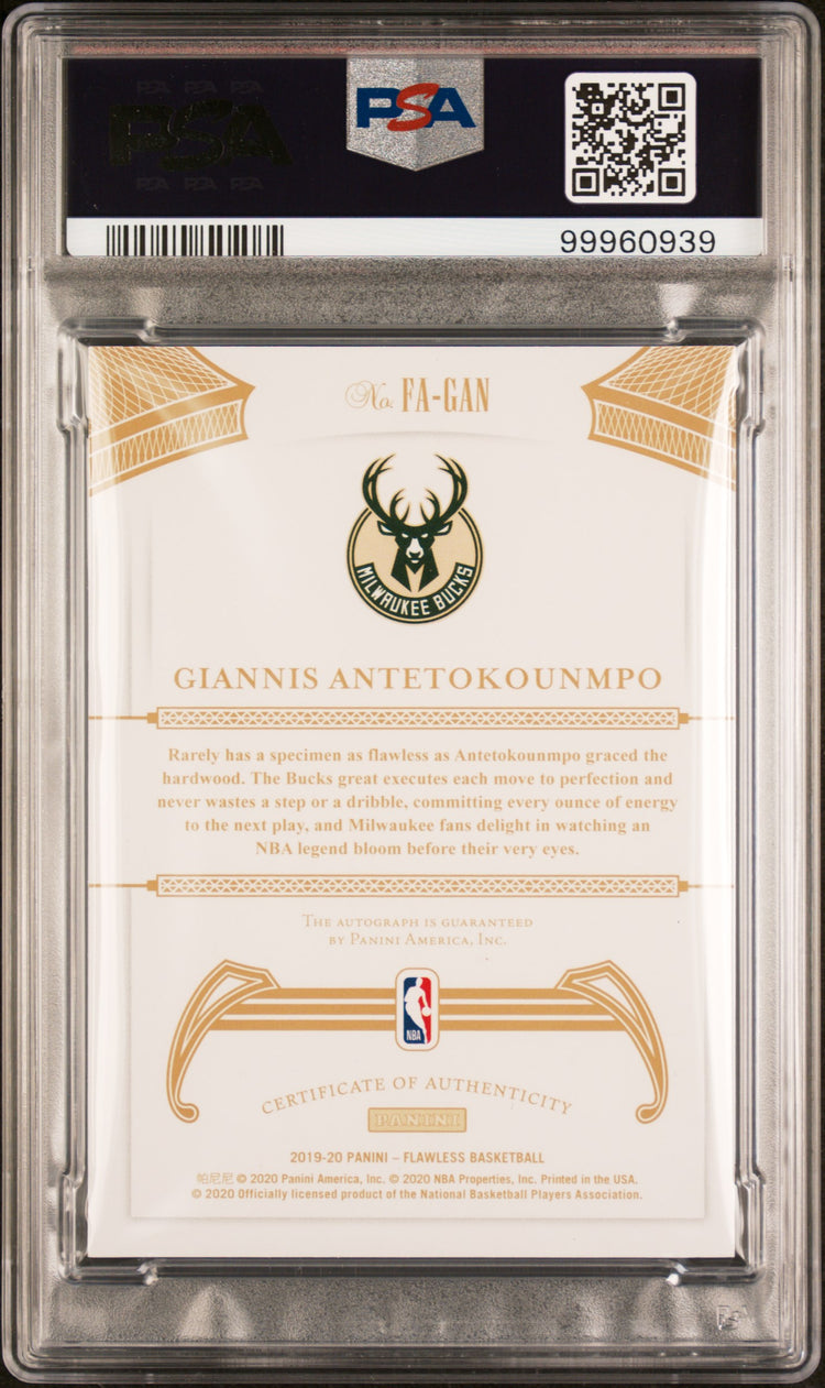 2022 Panini Flawless Update Giannis Antetokounmpo Gold Foil Auto PSA 9 03/10 