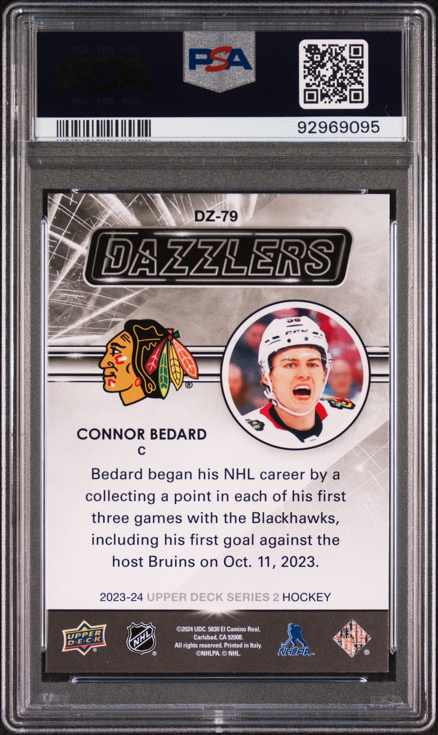 2023 Upper Deck Series 2 Hockey Orange Dazzlers Connor Bedard PSA 9 #DZ-79 