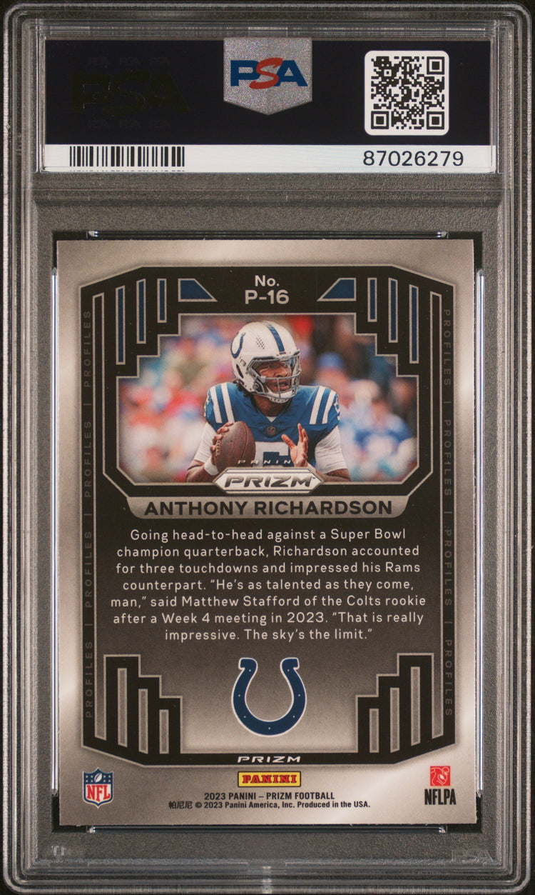 2023 Panini Prizm Profiles Anthony Richardson RC PSA 10 #P-16 