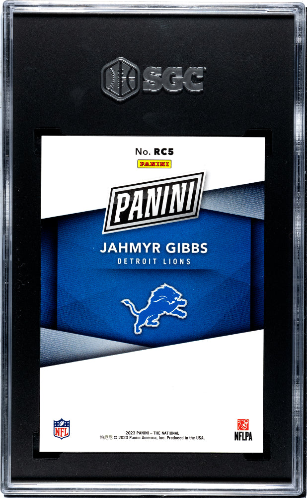 2023 Panini The National Jahmyr Gibbs RC Purple SGC 9 01/25 #RC5 