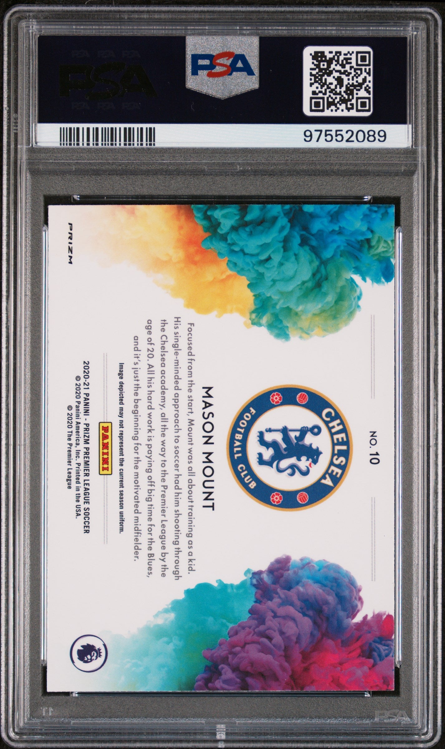 2020 Panini Prizm Premier League Color Blast Mason Mount #10 PSA 10