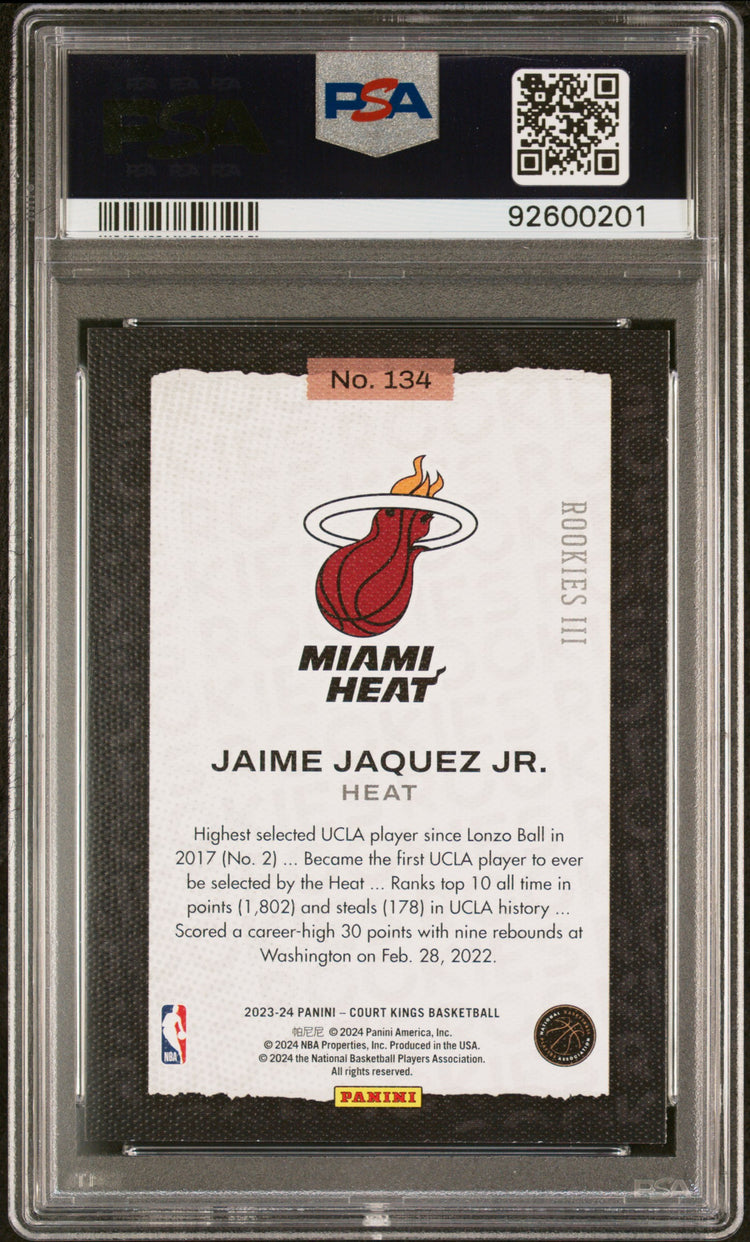 2023 Panini Court Kings PSA 10 Jaime Jaquez JR. Rookie III #134 