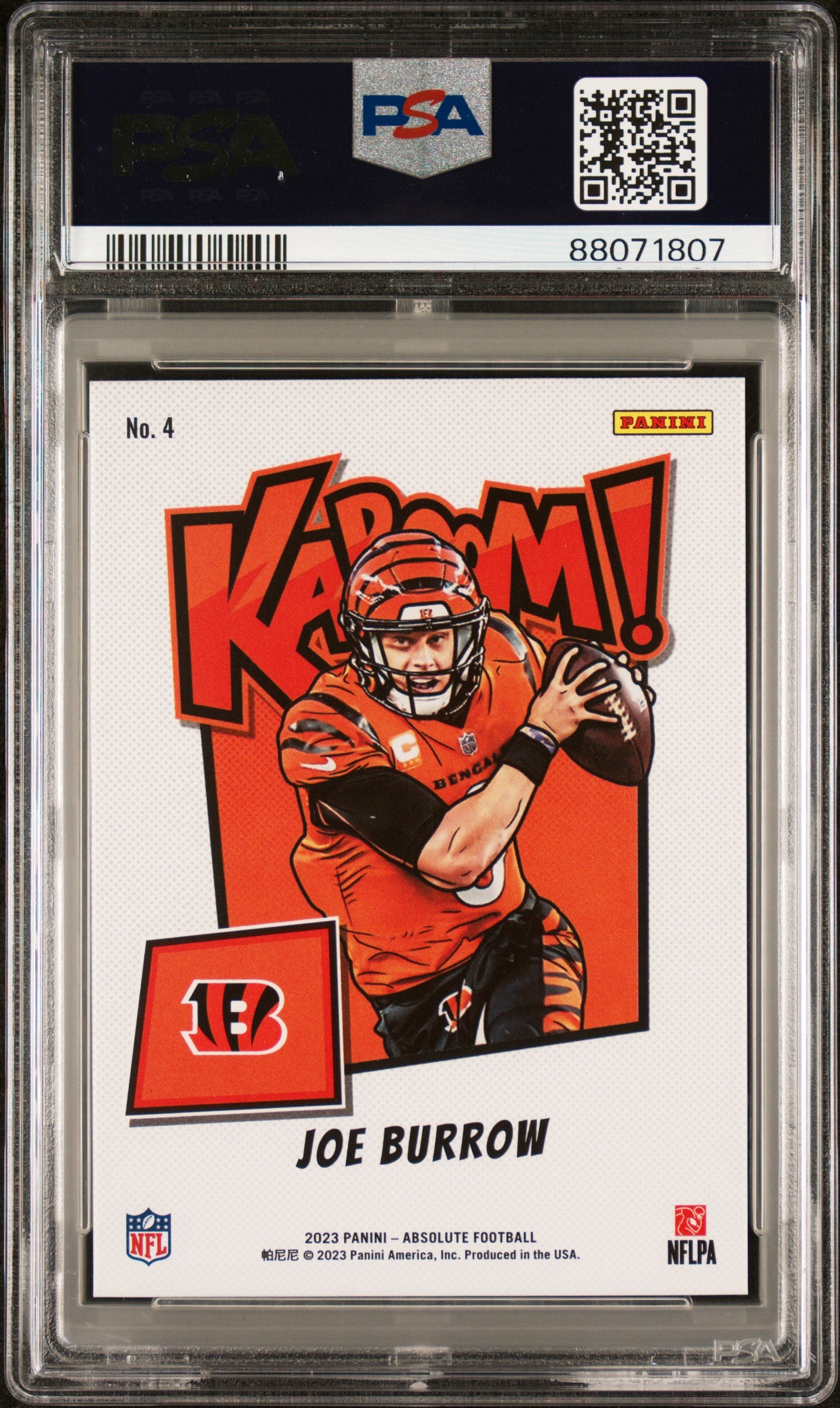 2023 Panini Absolute Kaboom! Horizontal Joe Burrow #4 PSA 10 