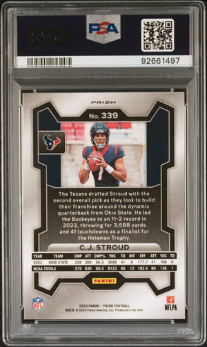 2023 Panini Prizm Football Silver CJ Stroud RC #339 PSA 10 