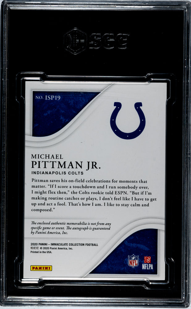 2020 Panini Immaculate Football Michael Pittman JR Rookie Patch Auto SGC 8 /99 