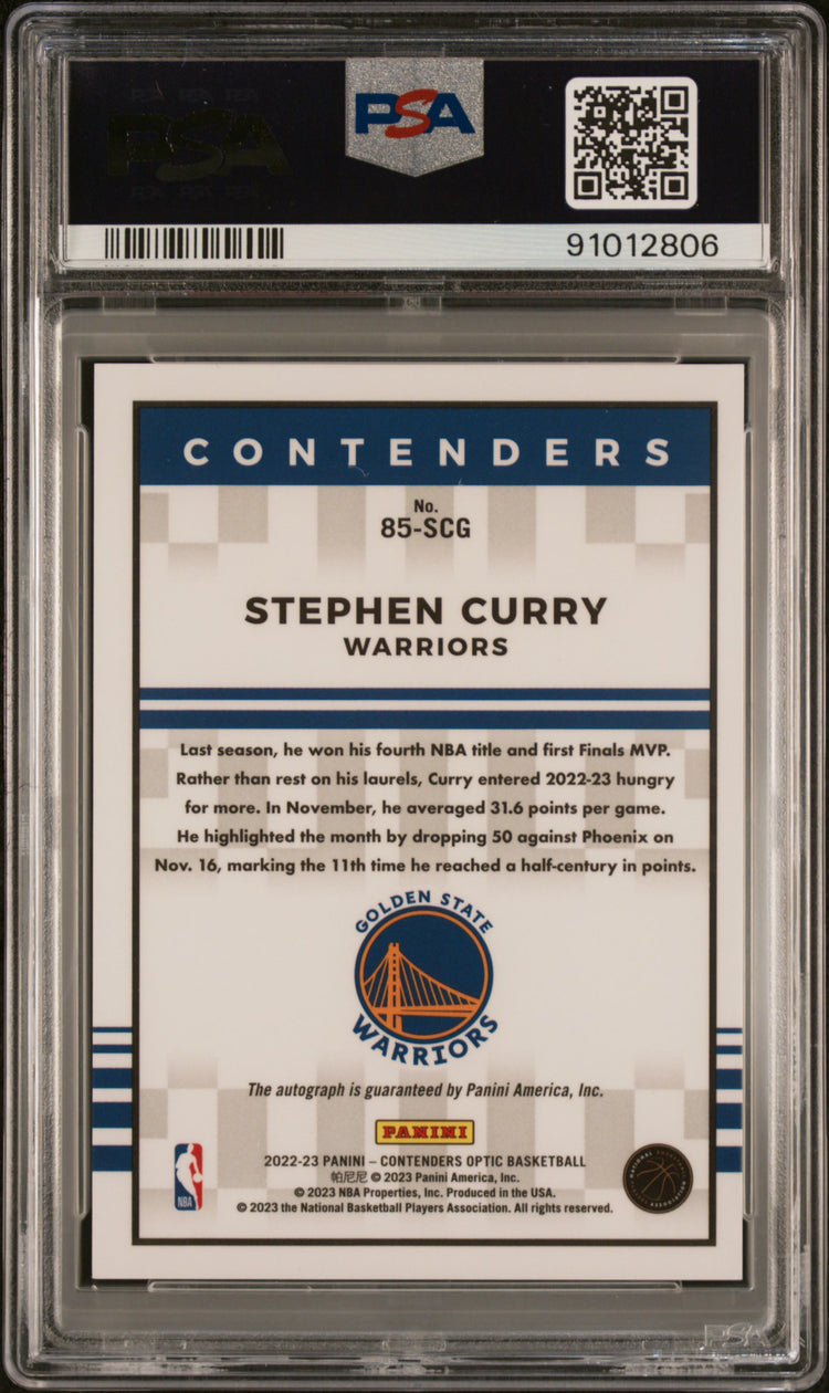 2022 Panini Contenders Optic 1985 Tribute Auto Stephen Curry Red Wave PSA 10 