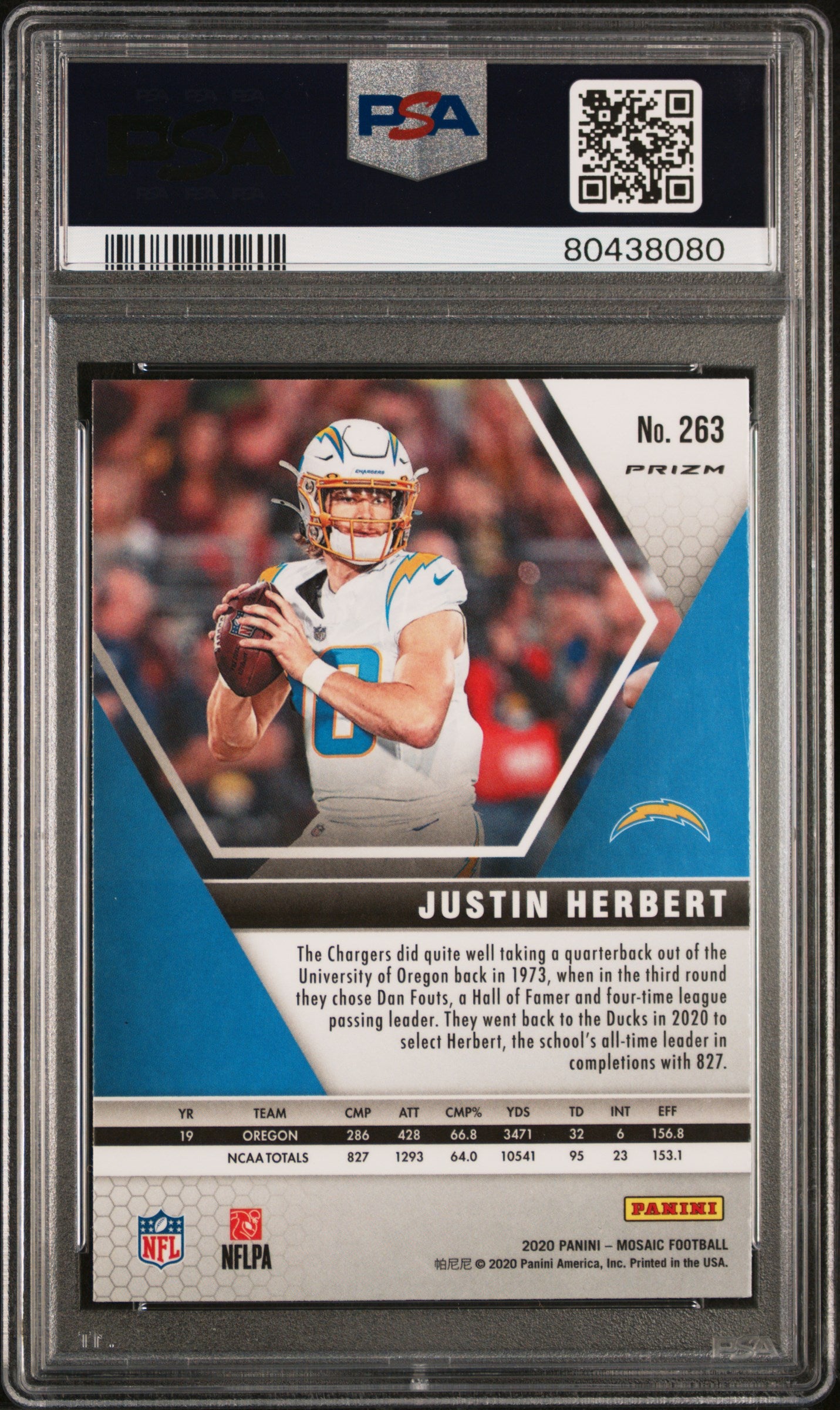 2020 Panini Mosaic Justin Herbert RC Rookie NFL Debut Camo Pink PSA 10