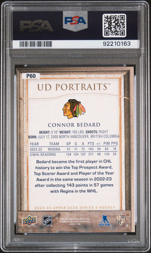 2023-24 Upper Deck Series 2 Hockey UD Portraits Connor Bedard PSA 10 