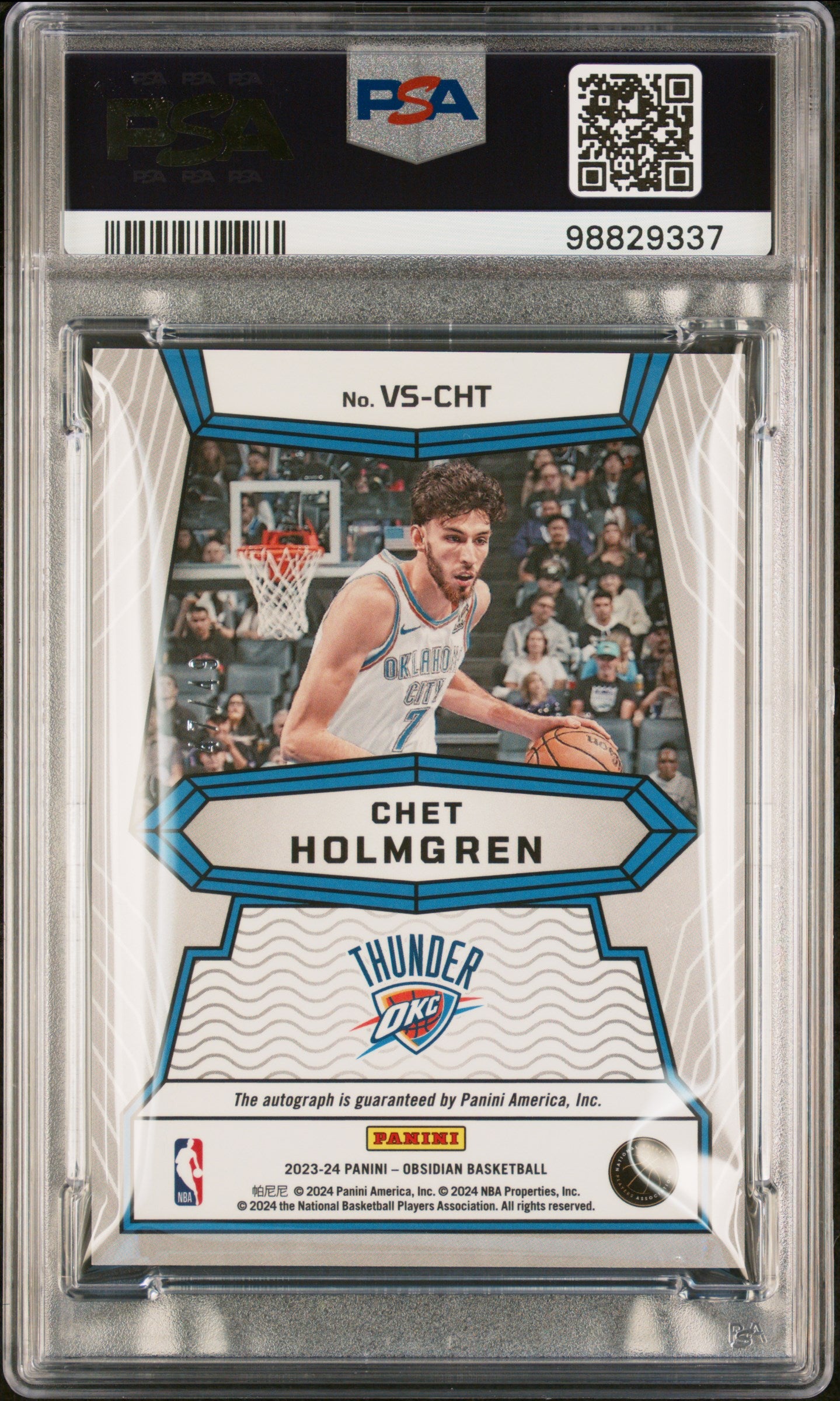 2023 Panini Obsidian Volcanic Signatures Chet Holmgren PSA 10 Purple Flood /49 