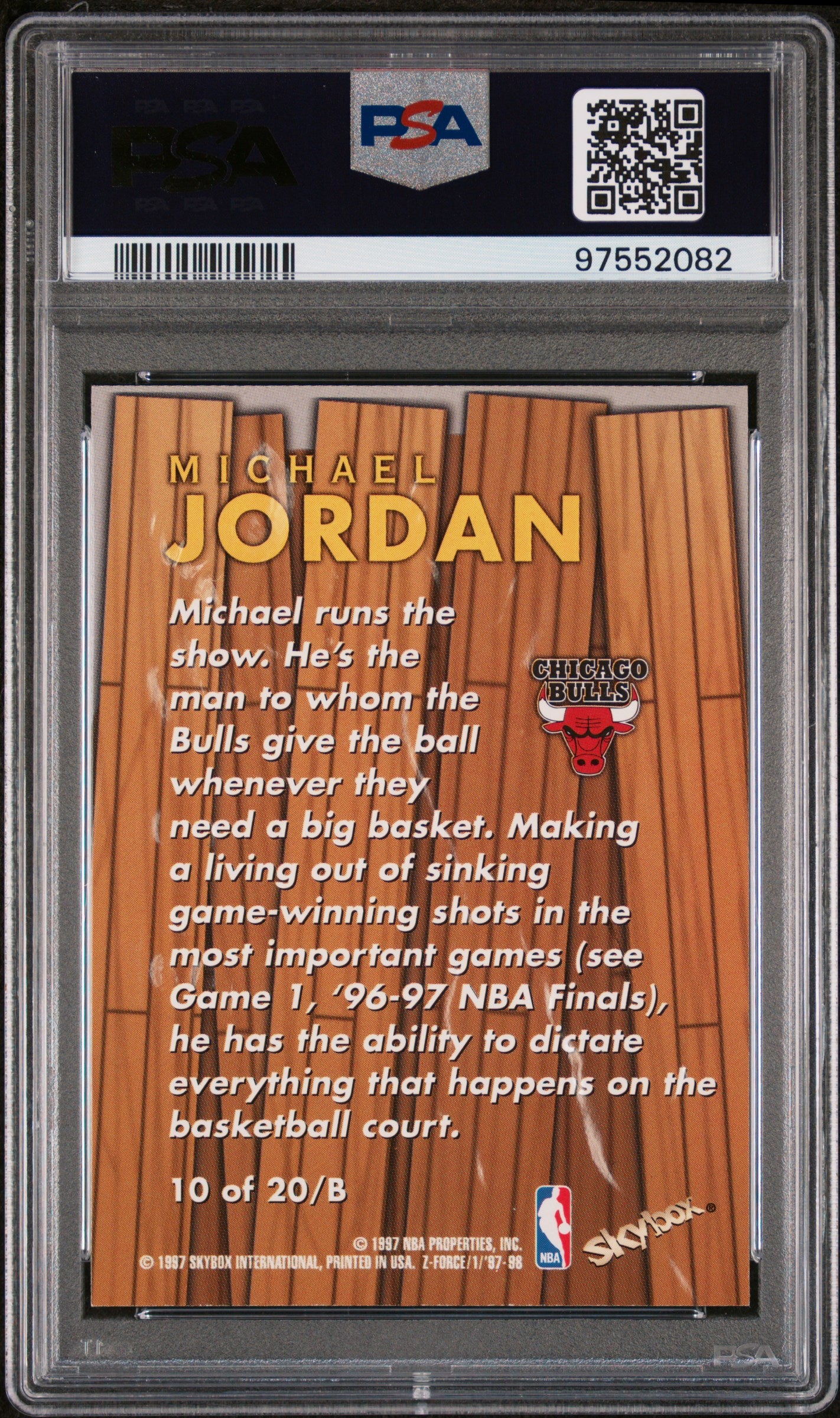 1997 Skybox Z-Force Boss Michael Jordan #10 PSA 8