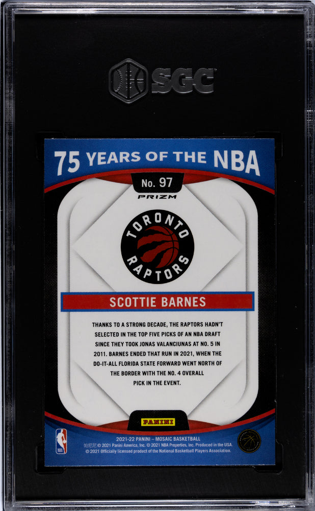 2021-22 Panini Mosaic Scottie Barnes 75 Years Of The NBA SGC 9 #97 