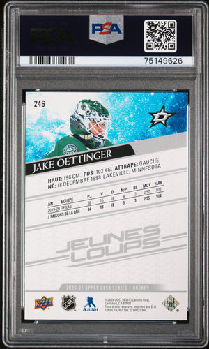 2020-21 Upper Deck Series 1 Hockey Jake Oettinger Young Guns PSA 9 #246 