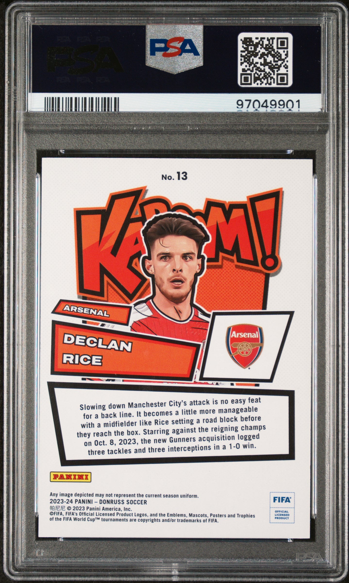 2023-24 Panini Donruss FIFA Kaboom! Declan Rice PSA 9 #13 