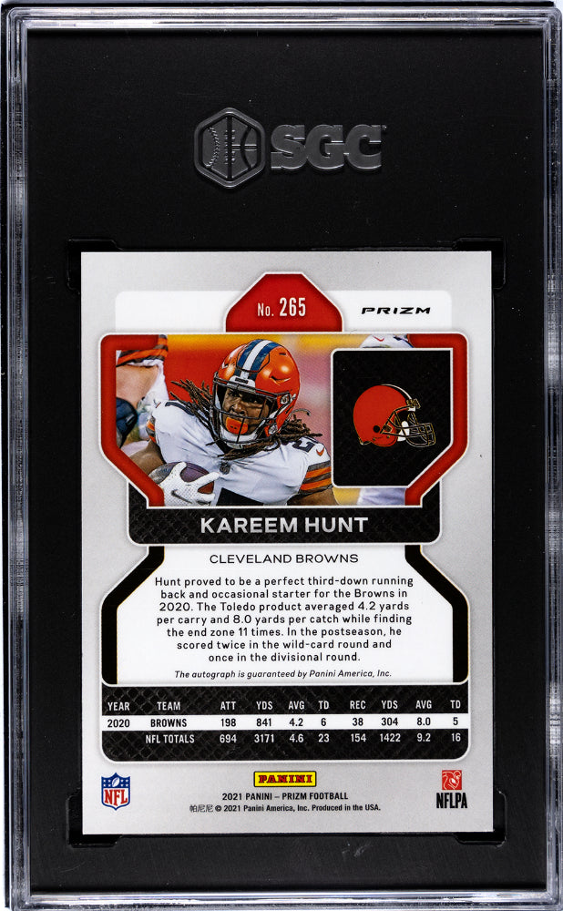 2021 Panini Silver Prizm Kareem Hunt Auto #265 SGC 8 