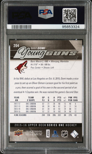 2015 Upper Deck Series One PSA 10 Max Domi Young Guns #204 