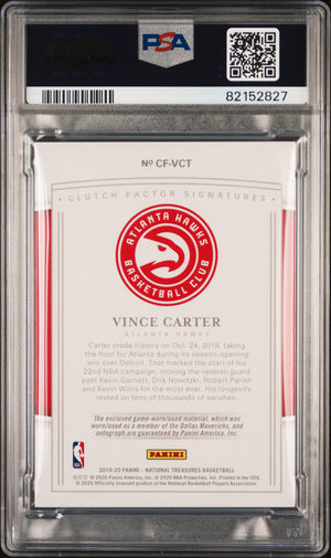 2019 National Treasures Clutch Factor Jersey Signatures Vince Carter  PSA 7 /25 