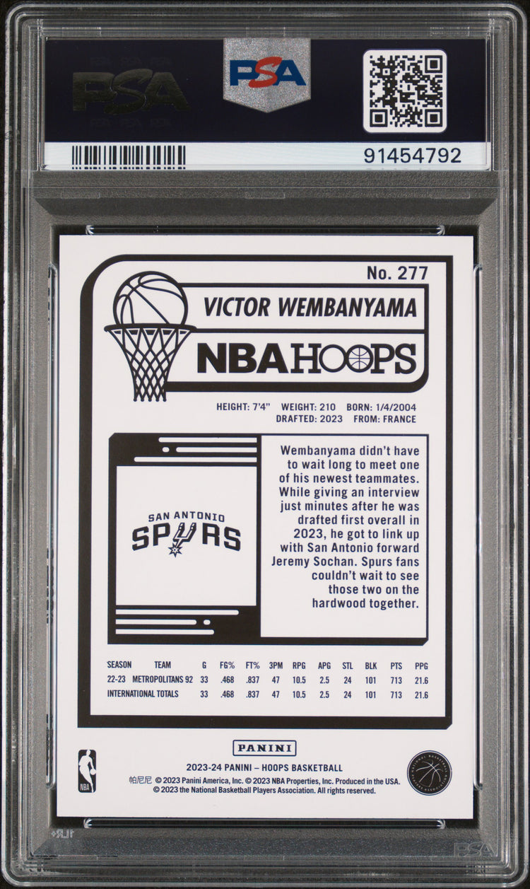 2023 Panini NBA Hoops Victor Wembanyama RC #277 PSA 10 