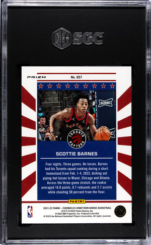 2021-22 Panini Chronicles Scottie Barnes RC Hometown Heroes Piink Prizm SGC 10 