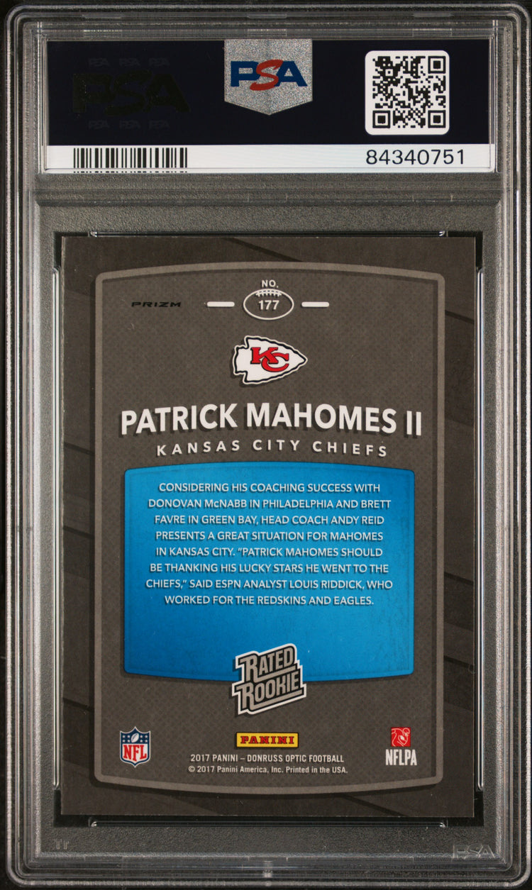 2017 Panini Donruss Optic Red/Yellow Patrick Mahomes II Rated Rookie PSA 9 #177 