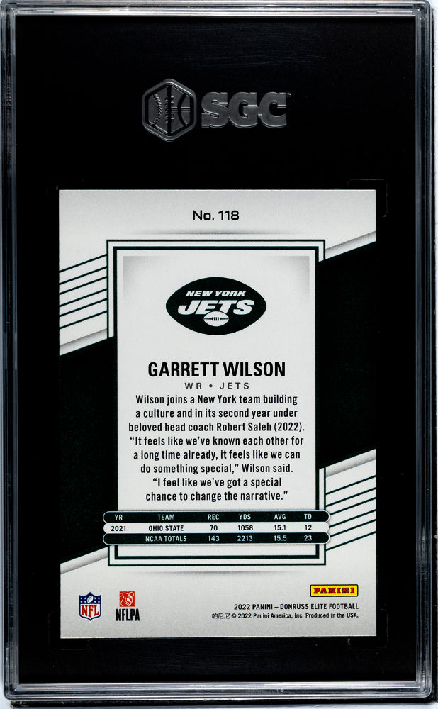 2022 Panini Elite SGC 10 Garrett Wilson Rookie 656/999 #118 