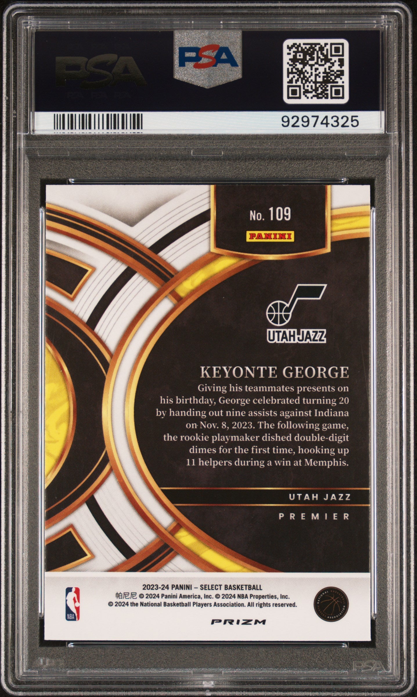 2023 Panini Select Basketball PSA 10 Keyonte George RC Scope Prizm  #109 