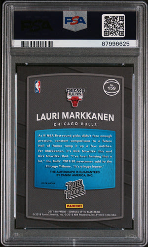 2017 Panini Donruss Optic PSA 10 Lauri Markkanen Rated Rookie Fast Break Auto 