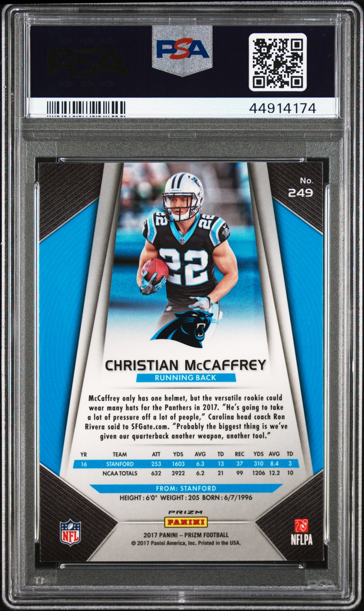 2017 Panini Prizm Football Christian Mccaffrey RC PSA 10 #249 