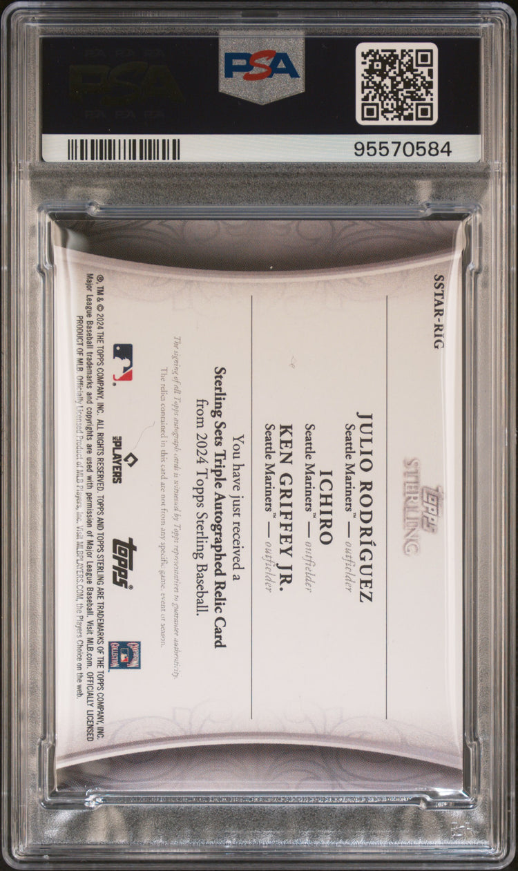 2024 Topps Sterling Triple Autos Relics J. Rodrig/K. Griffey Jr/Ichiro PSA 8 /10 