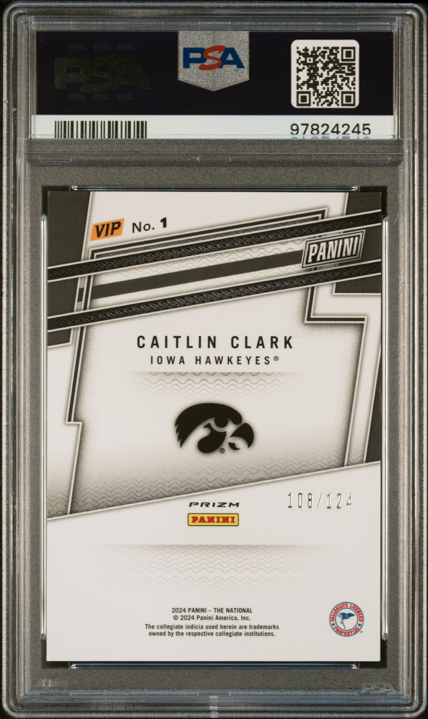 2024 Panini The National VIP Gold Caitlin Clark Rookie Blue Sparkle PSA 10 /124 