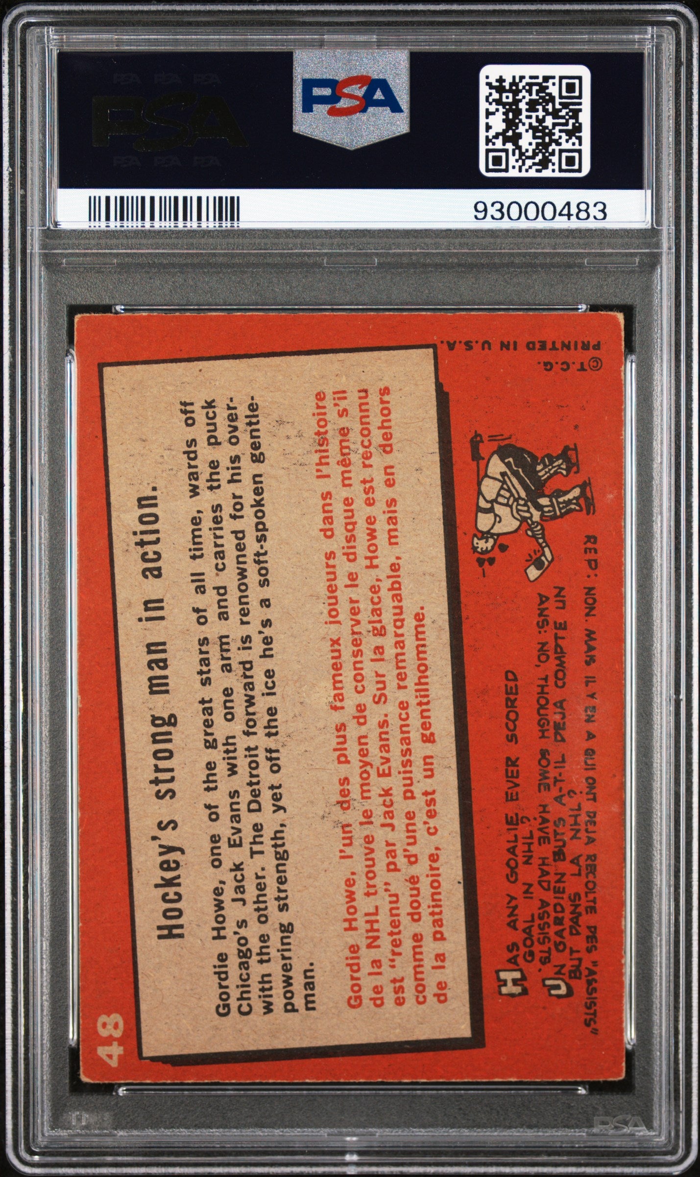 1959 Topps Hockey Action Picture Howe/Evans #48 PSA 3