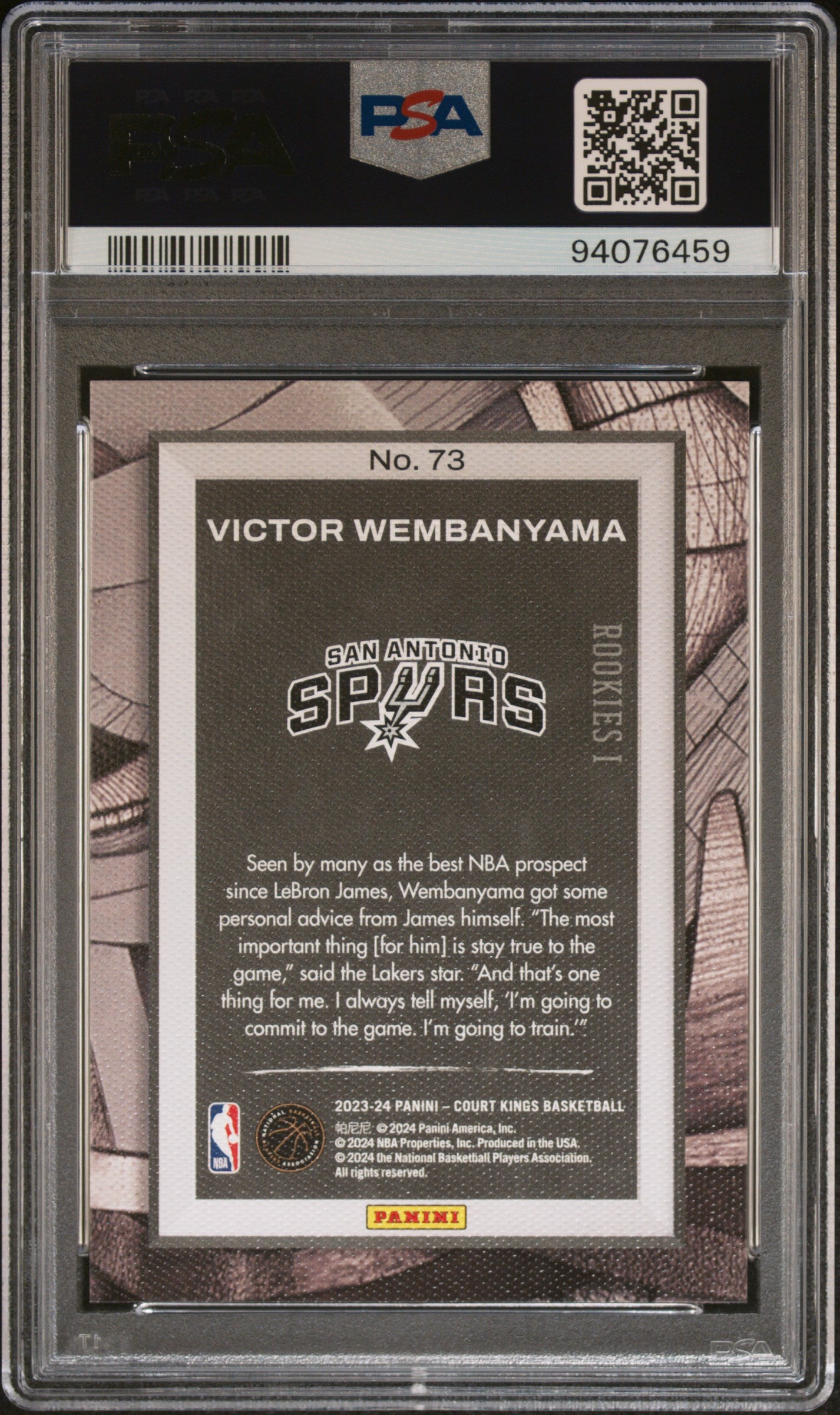 2023 Panini Court Kings Victor Wembanyama RC Rookie I PSA 10 