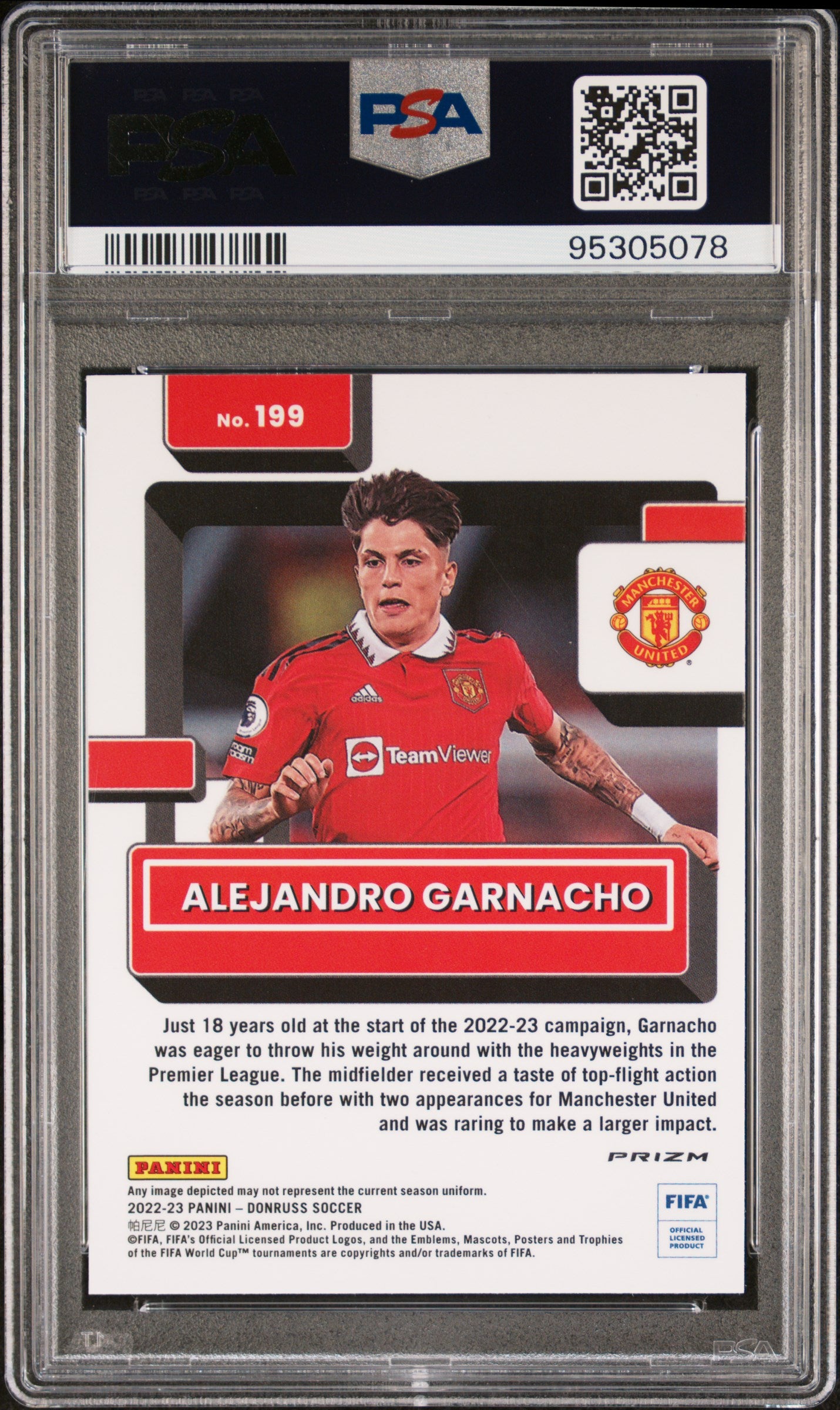 2022 Panini Donruss FIFA Optic PSA 10 Alejandro Garnacho Photon Rated Rookie 