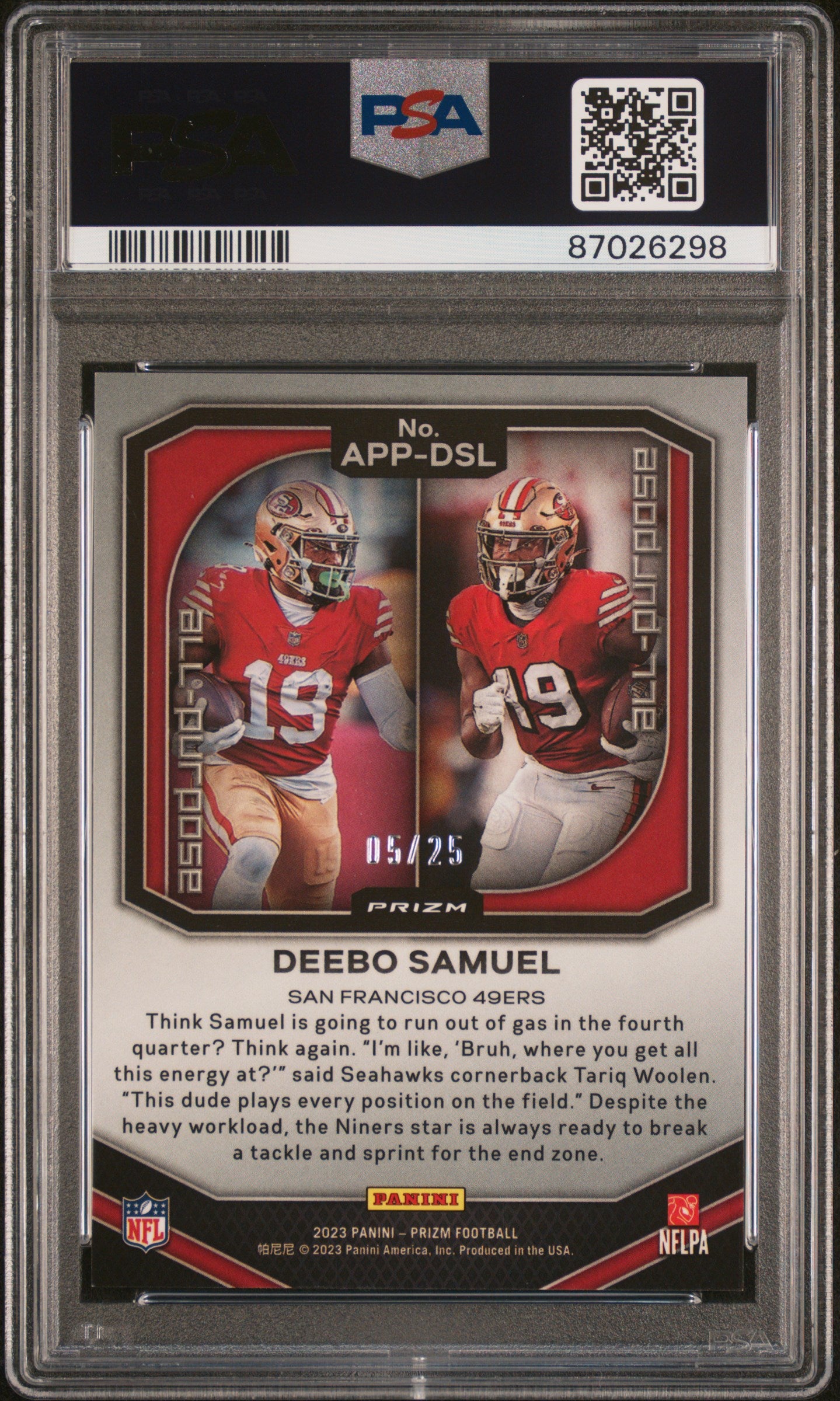 2023 Panini Prizm All-Purpose Deebo Samuel All Purpose Mojo Prizm PSA 10 /25