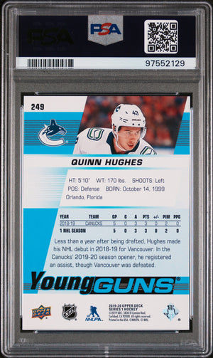 2019-20 Upper Deck Series 1 Hockey Quinn Hughes Young Guns PSA 9 #249 