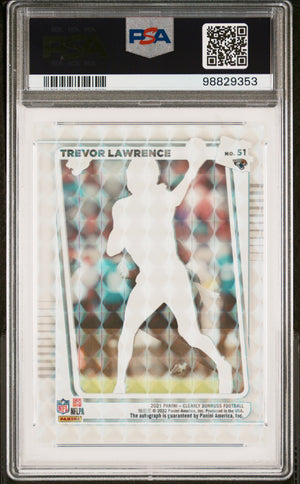 2021 Panini Clearly Donruss Trevor Lawrence Rated Rookie Auto Holo Mosaic PSA 9 