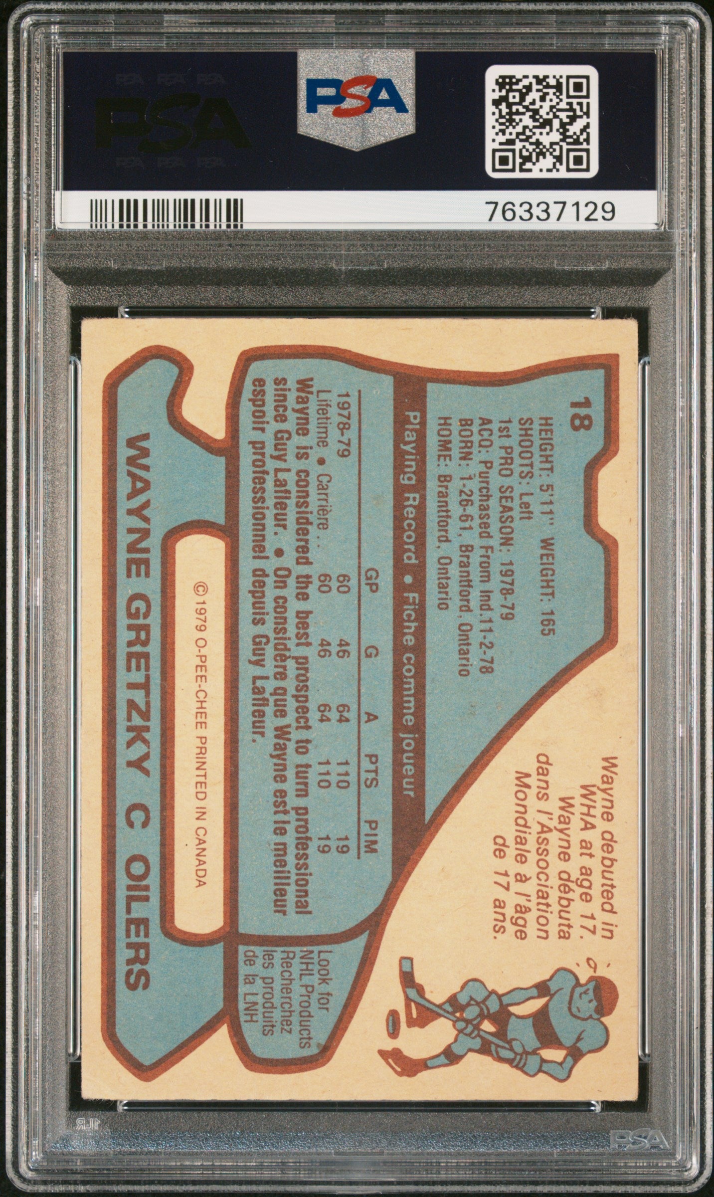 1979 O-Pee-Chee Hockey PSA 2 Wayne Gretzky Rookie #18